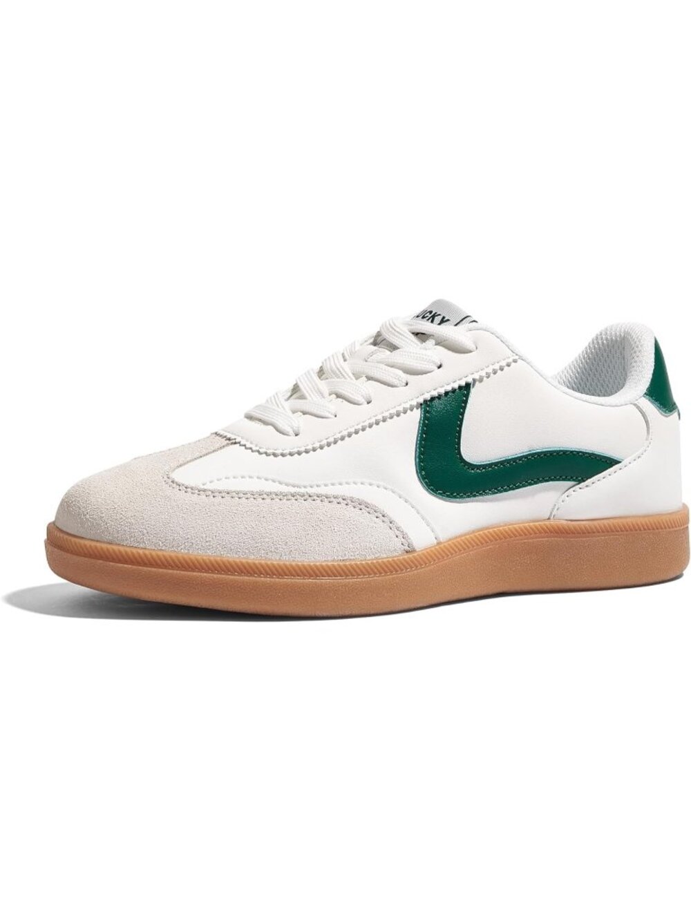 Women's White/Green Classic Fashion Skate No Slip Lace Up Walking Sneaker Shoes